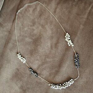 Etsy Vintage Silver/Black Beaded Long Necklace